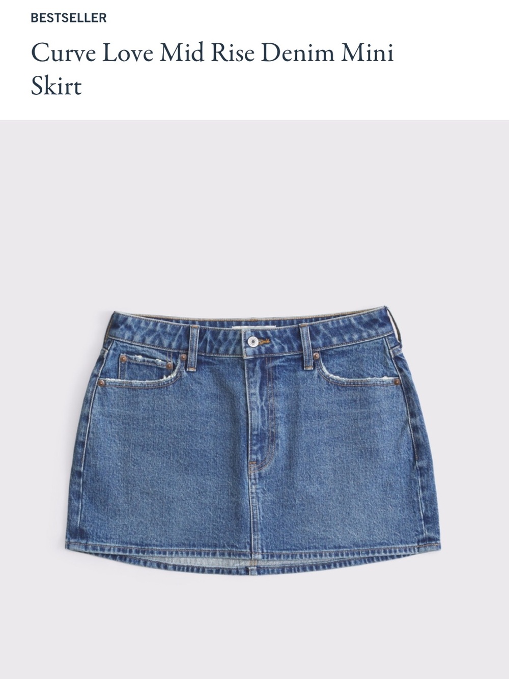 Abercrombie & Fitch Blue Mid Rise Curve Love Denim Mini Skirt Sz 28